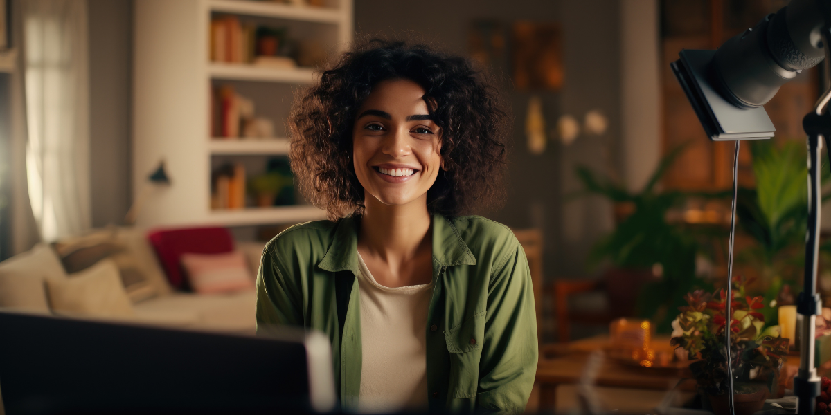 smiling woman in living room